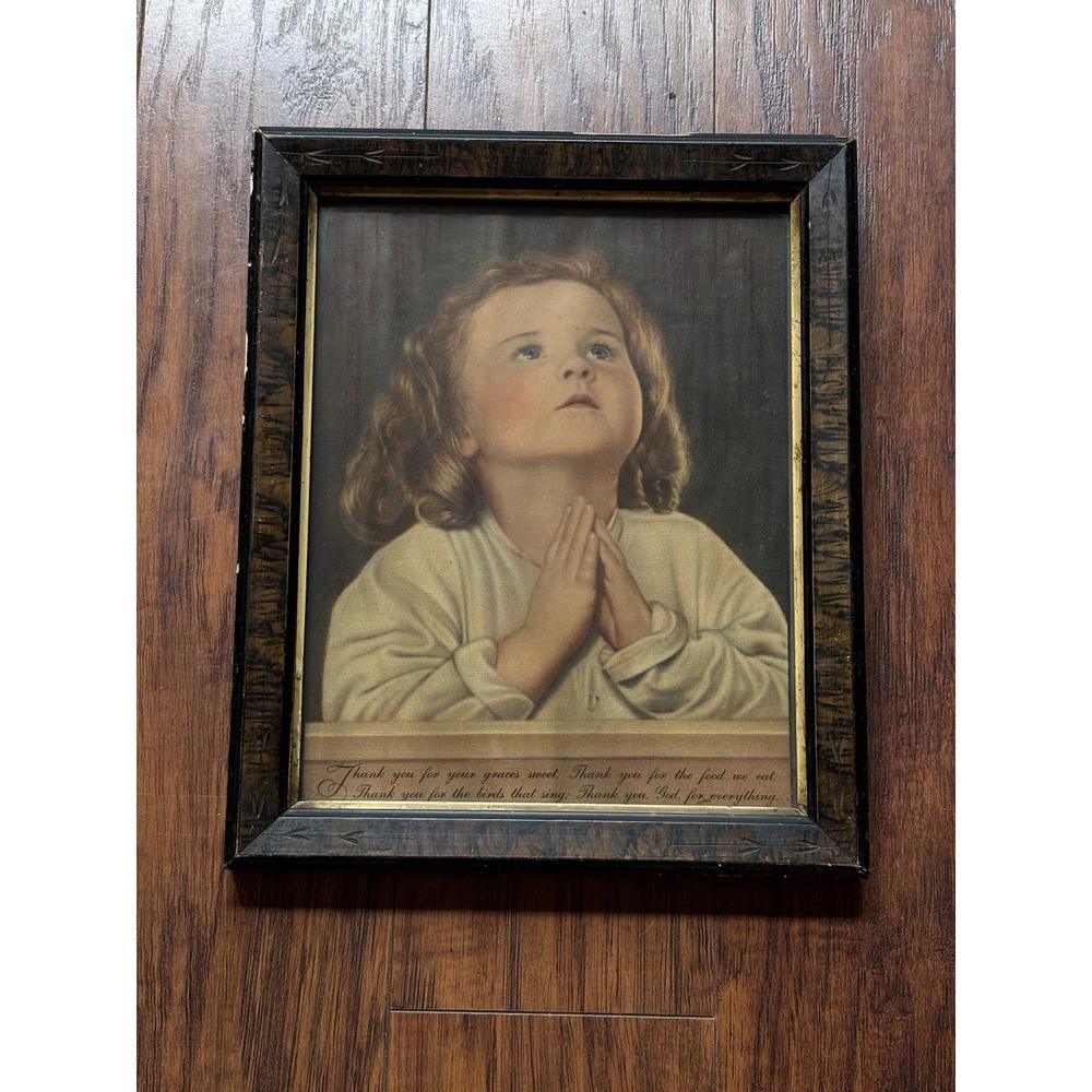 Vtg Portrait Photo Faith Of A Child Harold M Lambert Framed 11.75" X 9.5" Prayer